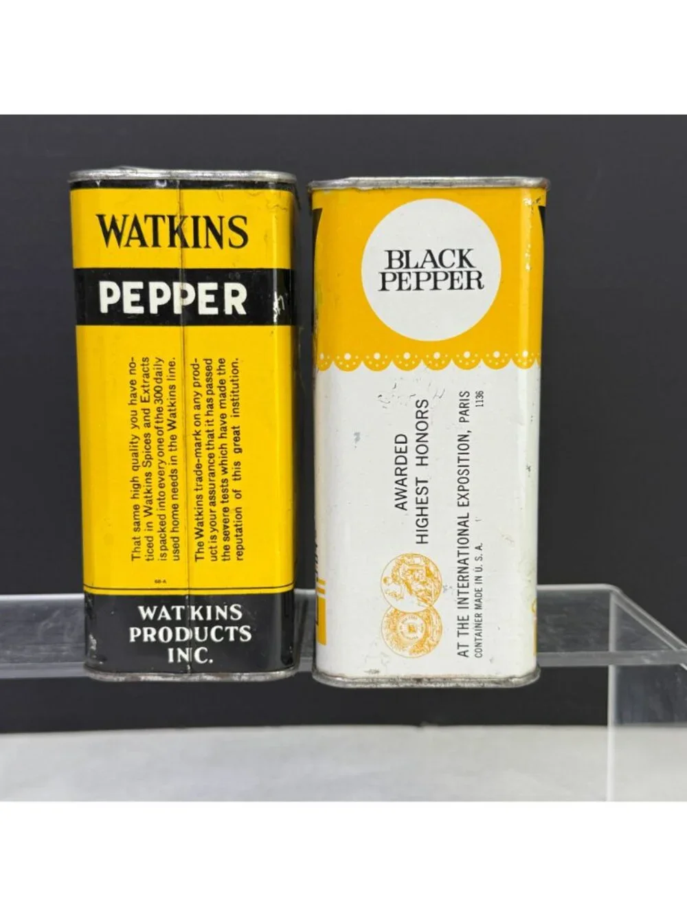 Vintage Watkins Black Pepper 8 oz Tins Lot of 2